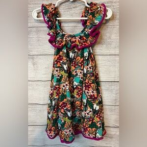 Cat & Jack Girls Tropical Bird Print Dress Size 4T